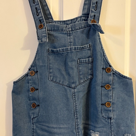 Denim Blue Distressed Jumpsuit - Picture 2 of 16